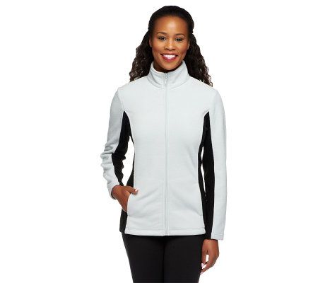 Denim & Co. Fleece Zip Front Color Block Jacket