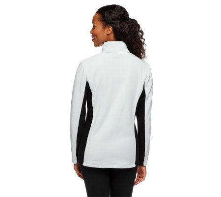 Denim & Co. Fleece Zip Front Color Block Jacket