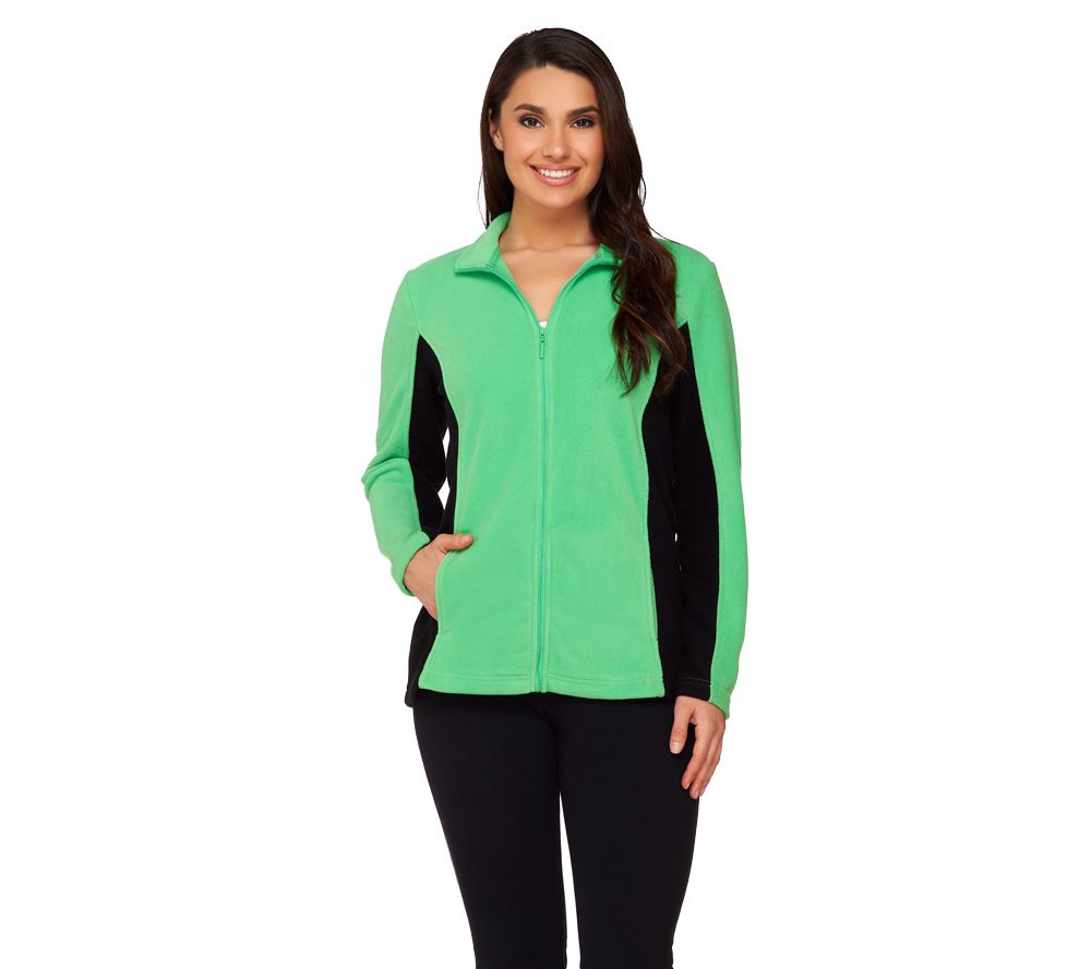Denim & Co. Fleece Zip Front Color Block Jacket - A230302