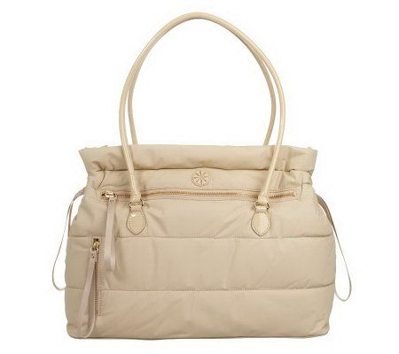 Isaac Mizrahi Live! Oxford Twill Double Handle Puffer Tote - A97302