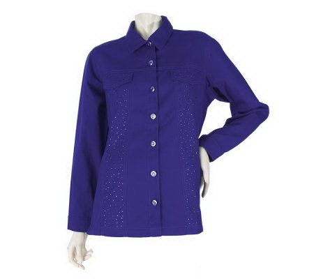 Quacker Factory Rhinestone Spray Shirt Jacket - A202603