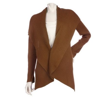 EffortlessStyle by Citiknits Shawl Collar Long Ribbed Sweater - A209703