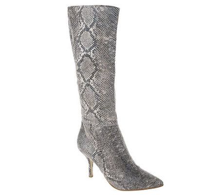 B. Makowsky Leather Snake Embossed Tall Shaft Boots - A216203