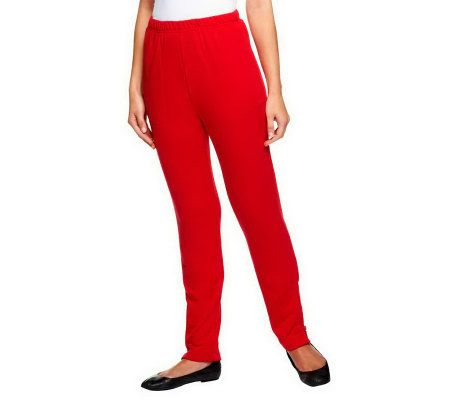 Quacker Factory Short Knit Leggings w/ Rhinestone Zipper at Leg - A216303