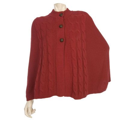 Denim & Co. Sweater Capelet with Cable Detail - A217503