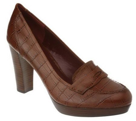 Isaac Mizrahi Live! Croco Embossed Leather Pumps - A218503