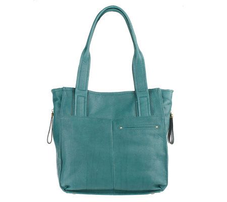 B.Makowsky Glove Leather Tote with Chain Detail