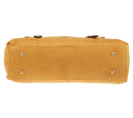 B. Makowsky Glove Leather Zip Top Satchel with Front Flap Pocket