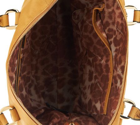 B. Makowsky Glove Leather Zip Top Satchel with Front Flap Pocket