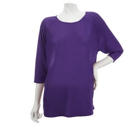 Attitudes by Renee 3/4 Sleeve Tunic with Faux Pocket Detail - A226603