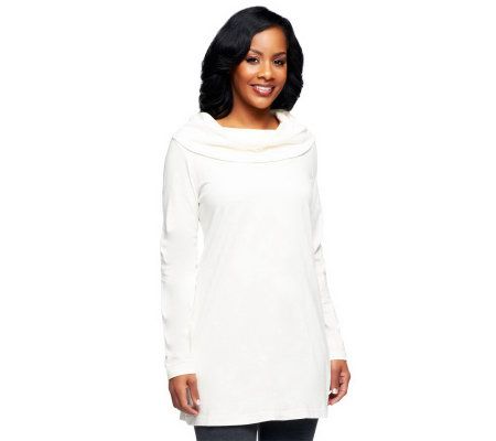 Denim & Co. Essentials Cowl Neck Tunic with Side Slits - A227903