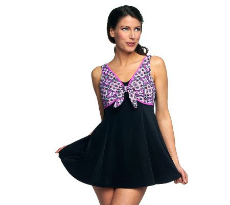 Fit 4 U Thighs Bandana Tie Front Swim Dress - A231103