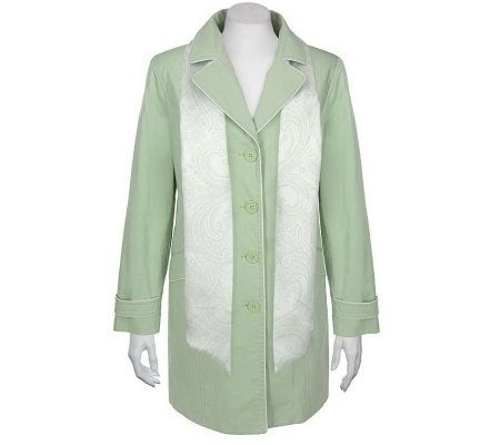 Dennis Basso Water Repellent Paisley Lined Jacket with Matching Scarf - A7303