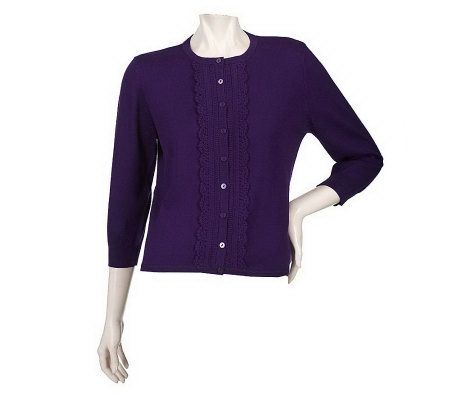 Ava Rose Crochet Front 3/4 Sleeve Cardigan - A93403