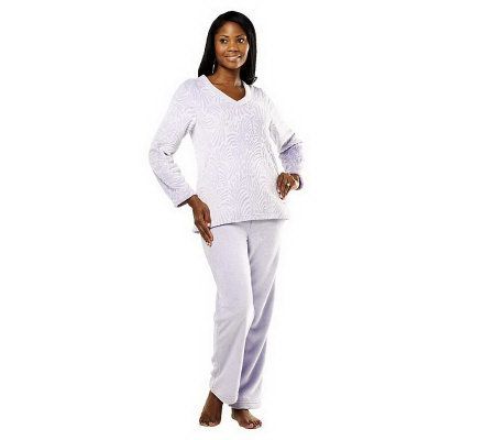 Carole Hochman Windy Willow 2pc Plush Pajama Set with Textured Top - A203104