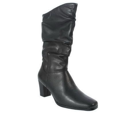 Easy Street Smooth Pull-on Mid Heel Slouch Boots - A204104
