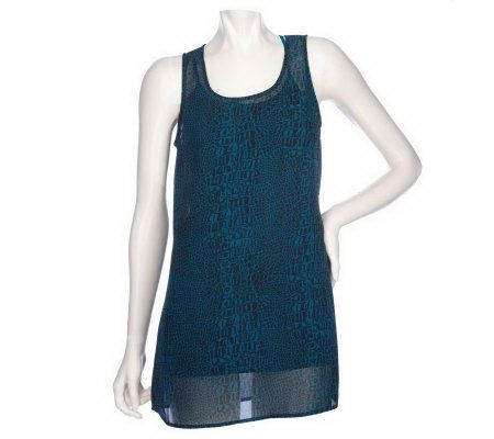 K-DASH by Kardashian Sleeveless Printed Tunic with Camisole - A211404