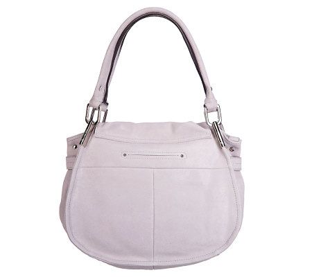 B. Makowsky Glove Leather Flap Shoulder Bag w/ Pleated Stud Detail