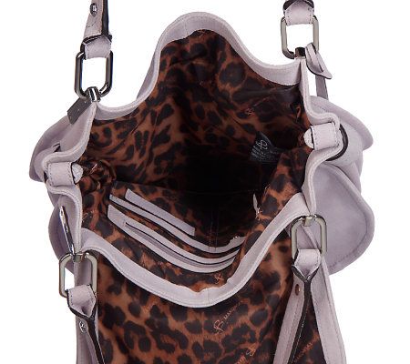 B. Makowsky Glove Leather Flap Shoulder Bag w/ Pleated Stud Detail