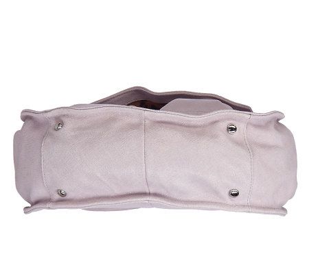 B. Makowsky Glove Leather Flap Shoulder Bag w/ Pleated Stud Detail