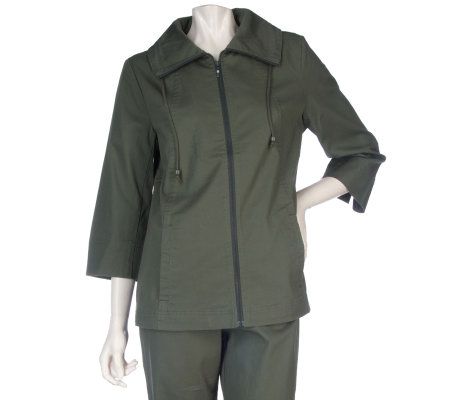 Denim & Co. 3/4 Sleeve Stretch Twill Jacket and Capri Pants