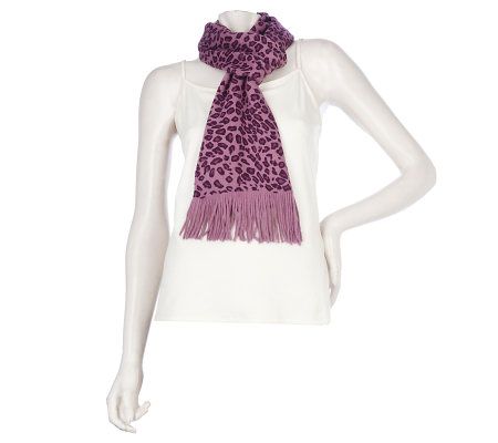 Amiee Lynn Leopard Print Acrylic Knit Scarf with Fringe - A217204