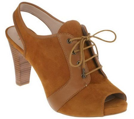 Isaac Mizrahi Live! Lace Up Peep Toe Oxfords - A217604