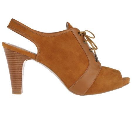 Isaac Mizrahi Live! Lace Up Peep Toe Oxfords