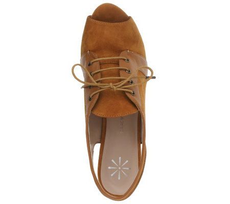 Isaac Mizrahi Live! Lace Up Peep Toe Oxfords