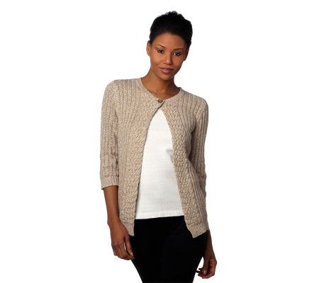 Liz Claiborne New York Mixed Stitch Marled Cardigan and Shell Set - A219604