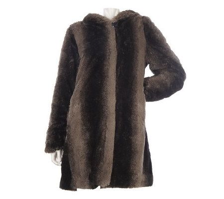 Dennis Basso Faux Fur Hooded Coat with Full Lining - A220304