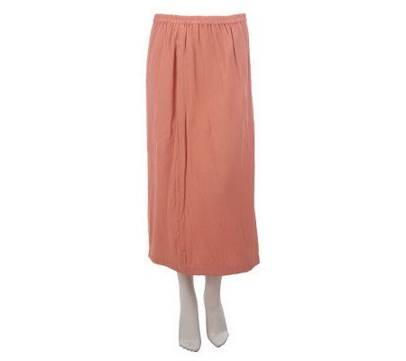 Linea by Louis DellOlio Pebbled Crepe Pull-on Skirt w/Elastic Waist - A221804