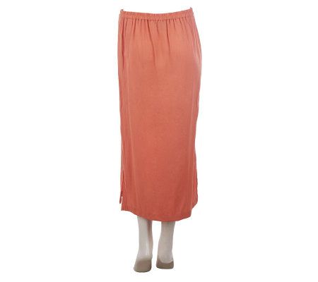 Linea by Louis DellOlio Pebbled Crepe Pull-on Skirt w/Elastic Waist