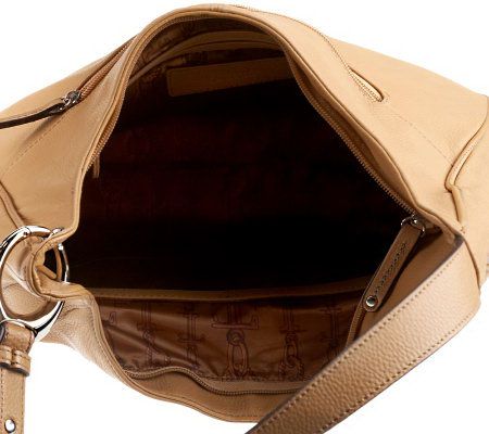 Tignanello Pebble Leather Hobo with Side Zipper Detail
