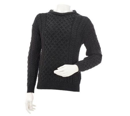 Aran Craft Merino Wool Round Neck Mens Pull Over Sweater - A231304