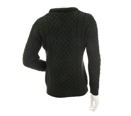 Aran Craft Merino Wool Round Neck Mens Pull Over Sweater