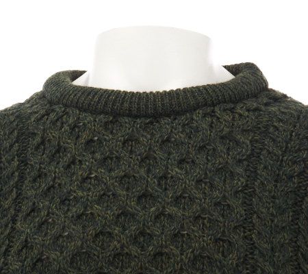 Aran Craft Merino Wool Round Neck Mens Pull Over Sweater