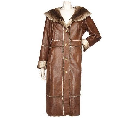 Dennis Basso Faux Suede Hooded Coat with Faux Fur Lining - A94704