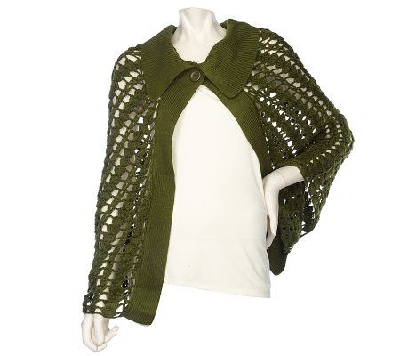 Accessory Network Pointelle Cape With Collar - A94904