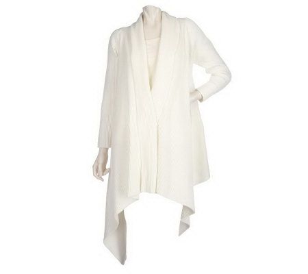Joan Rivers Cascade Front Ribbed Cardigan - A203705