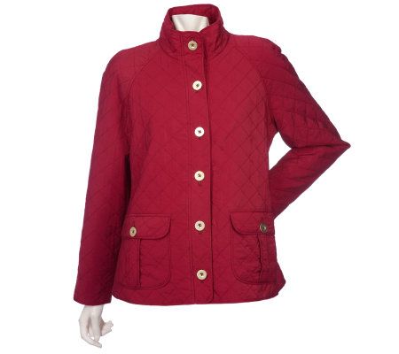 Motto Button Front Fully Lined Quilted Jacket - A209305