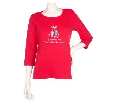 Quacker Factory Glamour Girls 3/4 Sleeve T-shirt - A210205