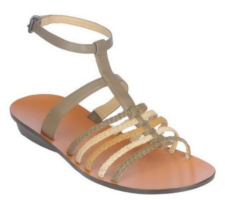 B. Makowsky Leather Braided Strappy Sandals w/ Adj. Ankle Strap - A213905