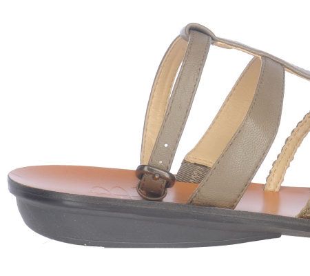 B. Makowsky Leather Braided Strappy Sandals w/ Adj. Ankle Strap