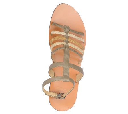 B. Makowsky Leather Braided Strappy Sandals w/ Adj. Ankle Strap