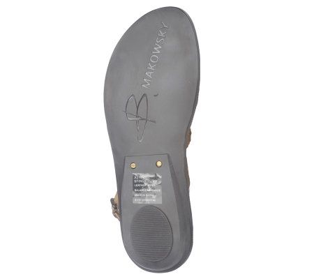 B. Makowsky Leather Braided Strappy Sandals w/ Adj. Ankle Strap