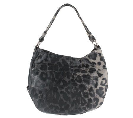 B.Makowsky Leather Hobo Bag with Belted Detail & Stud Accents