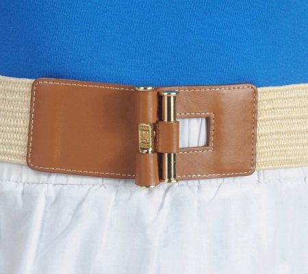 Liz Claiborne New York Straw Stretch Belt with Toggle Closure