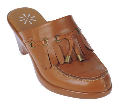 Isaac Mizrahi Live! Smooth Leather Kiltie Tasseled Clogs - A218505