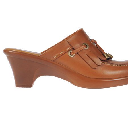 Isaac Mizrahi Live! Smooth Leather Kiltie Tasseled Clogs